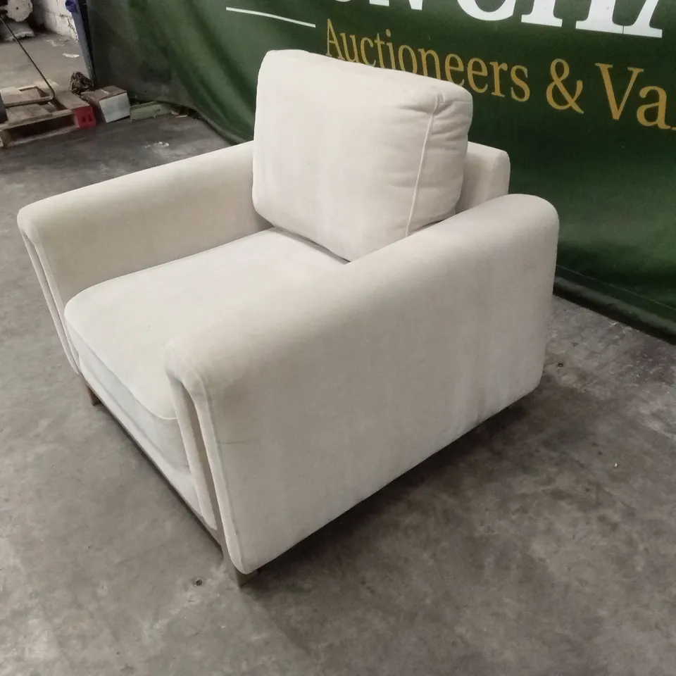 QUALITY DESIGNER LEILA FAWN FABRIC ARMCHAIR