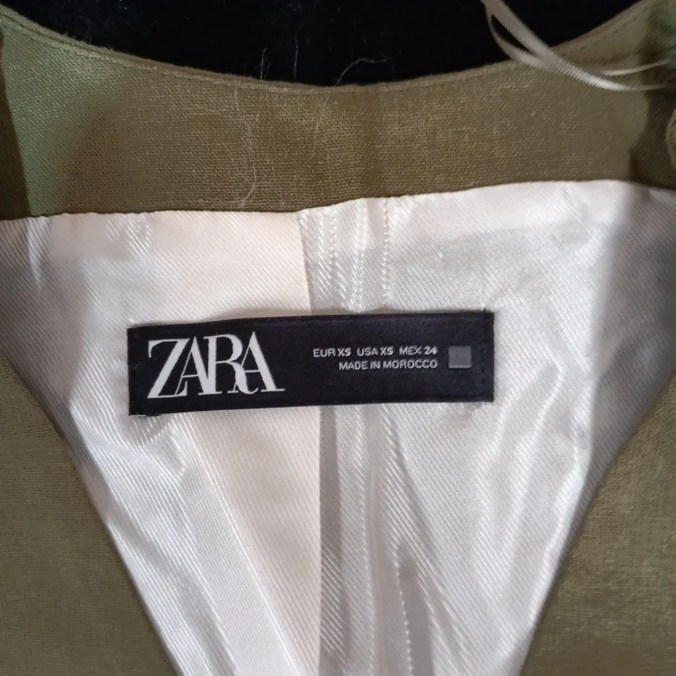 ZARA OLIVE GREEN WAISTCOAT VEST - EU XS (US XS) - MADE IN MOROCCO