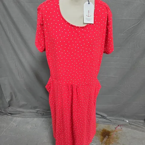 SEASALT CORNWALL S/S APRIL DRESS IN RUSTIC SPOT RASPBERRY - UK 22