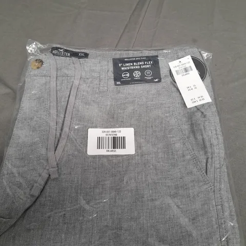 SEALED HOOLISTER 9 LINEN BLEND FLEX WAISTBAND SHORT IN LIGHT GREY - XXL