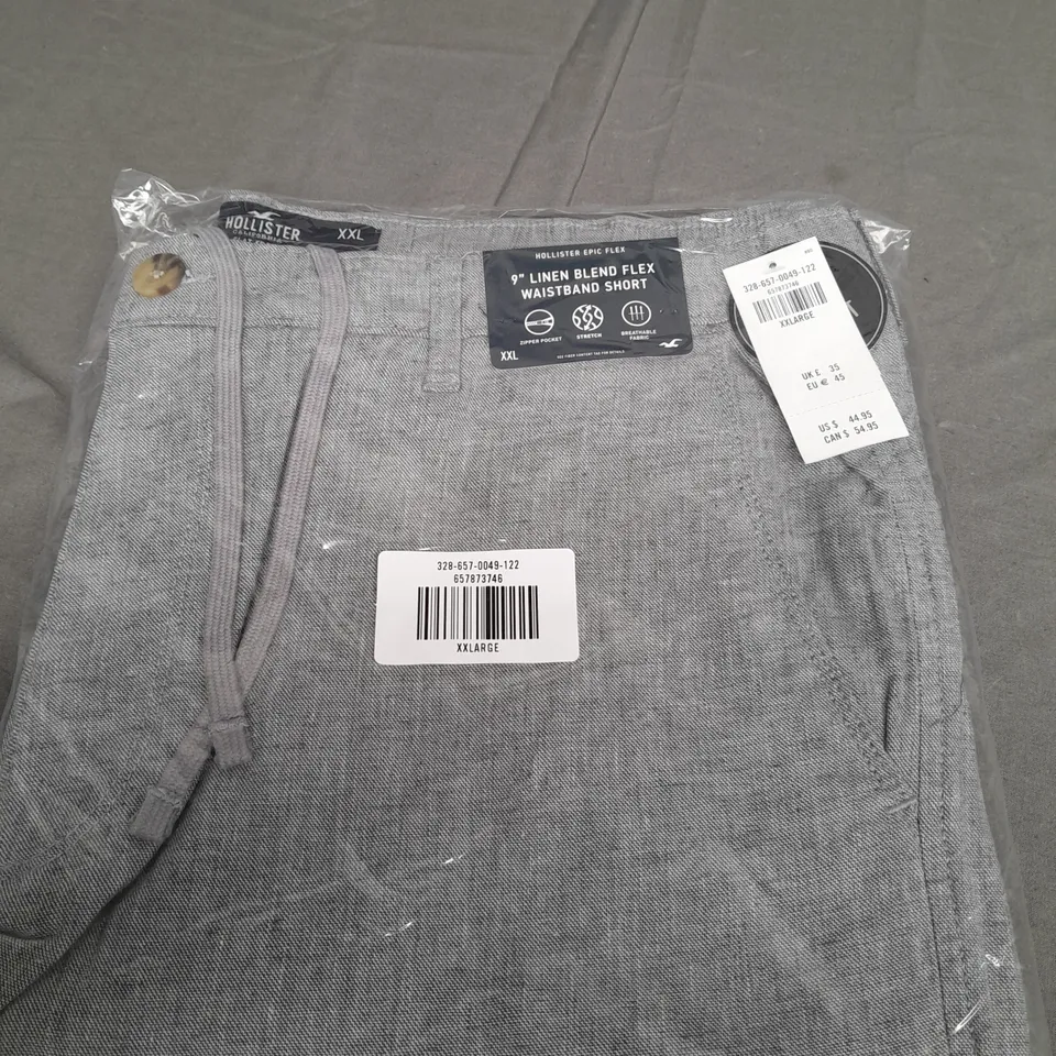 SEALED HOOLISTER 9 LINEN BLEND FLEX WAISTBAND SHORT IN LIGHT GREY - XXL