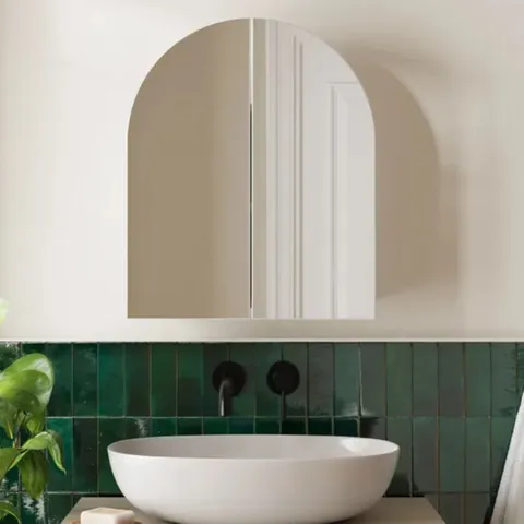 BOXED ZIA ARCHED MIRROR WALL CABINET - WHITE (1 BOX)