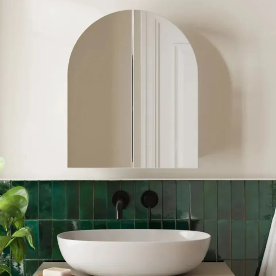 BOXED ZIA ARCHED MIRROR WALL CABINET - WHITE (1 BOX)