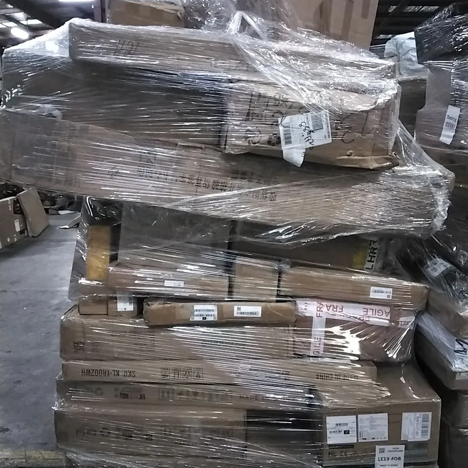 PALLET OF HOUSEHOLD ITEMS TO INCLUDE TRIPOD, CLOTHING, ENAMEL CASSEROLE SET, HUMAN HAIR WIG AND OTHER ASSORTED ITEMS...