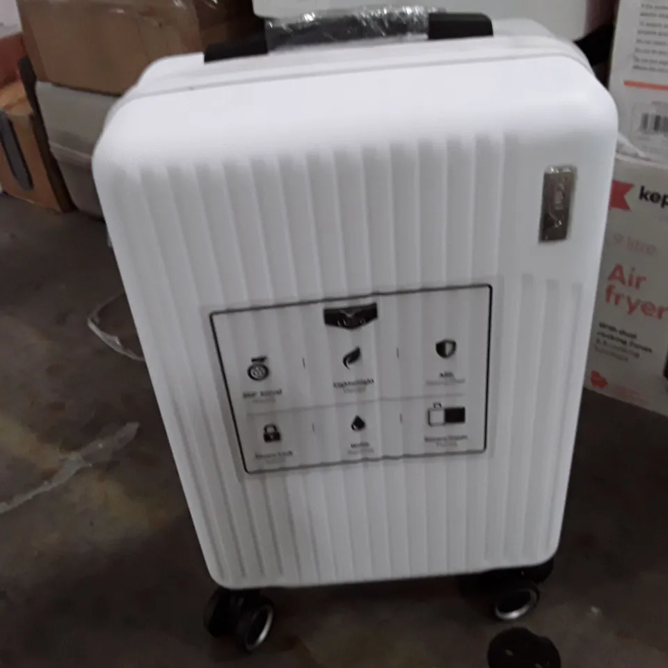 UNBOXED KEPLIN LUGG SMALL SIZE TRAVEL LUGGAGE WITH WHEELS SECURE LOCK SYSTEM WHITE COLOUR