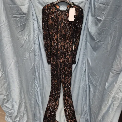 NADINE MERABI SEQUIN LACE BODYSUIT, UK 8 (US 4, EUR 36)