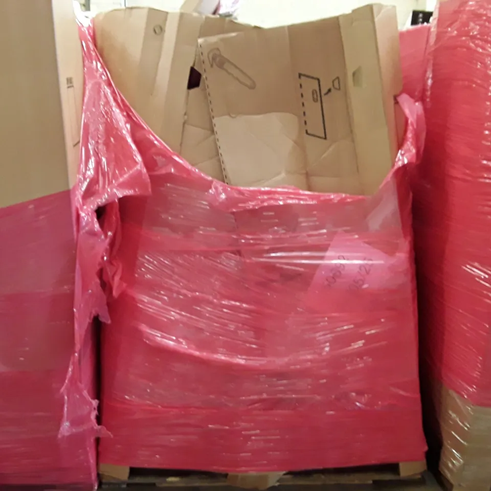 PALLET TO CONTAIN AN ASSORTMENT OF HOUSEHOLD ITEMS TO INCLUDE LAPTOP BEDS, TV WALL MOUNT WALL CLOCKS AND DRY WALL CUTTING TOOL ECT