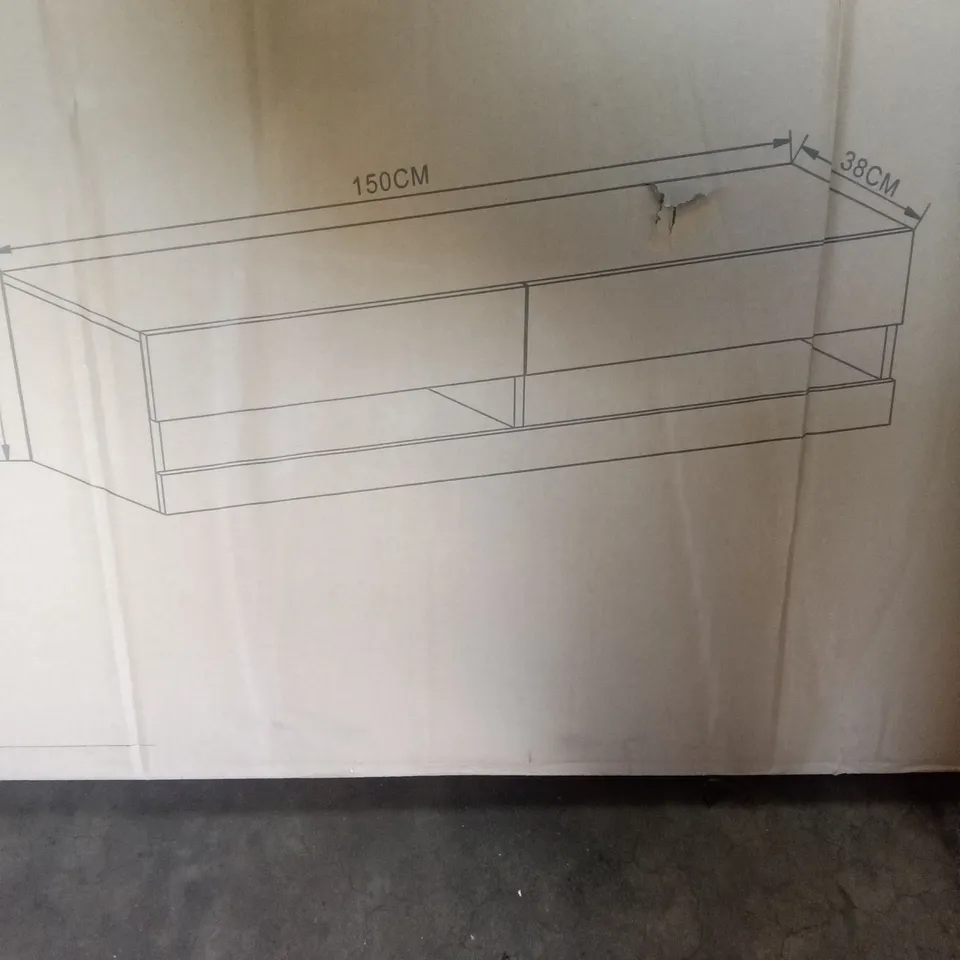 BOXEDGLICJA 150CM WALL TV UNIT WITH LEDS - GREY