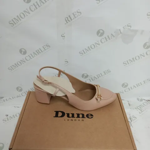 BOXED DUNE CASSIE NUDE LEATHER SNAFFLE OPEN COURT SIZE 6