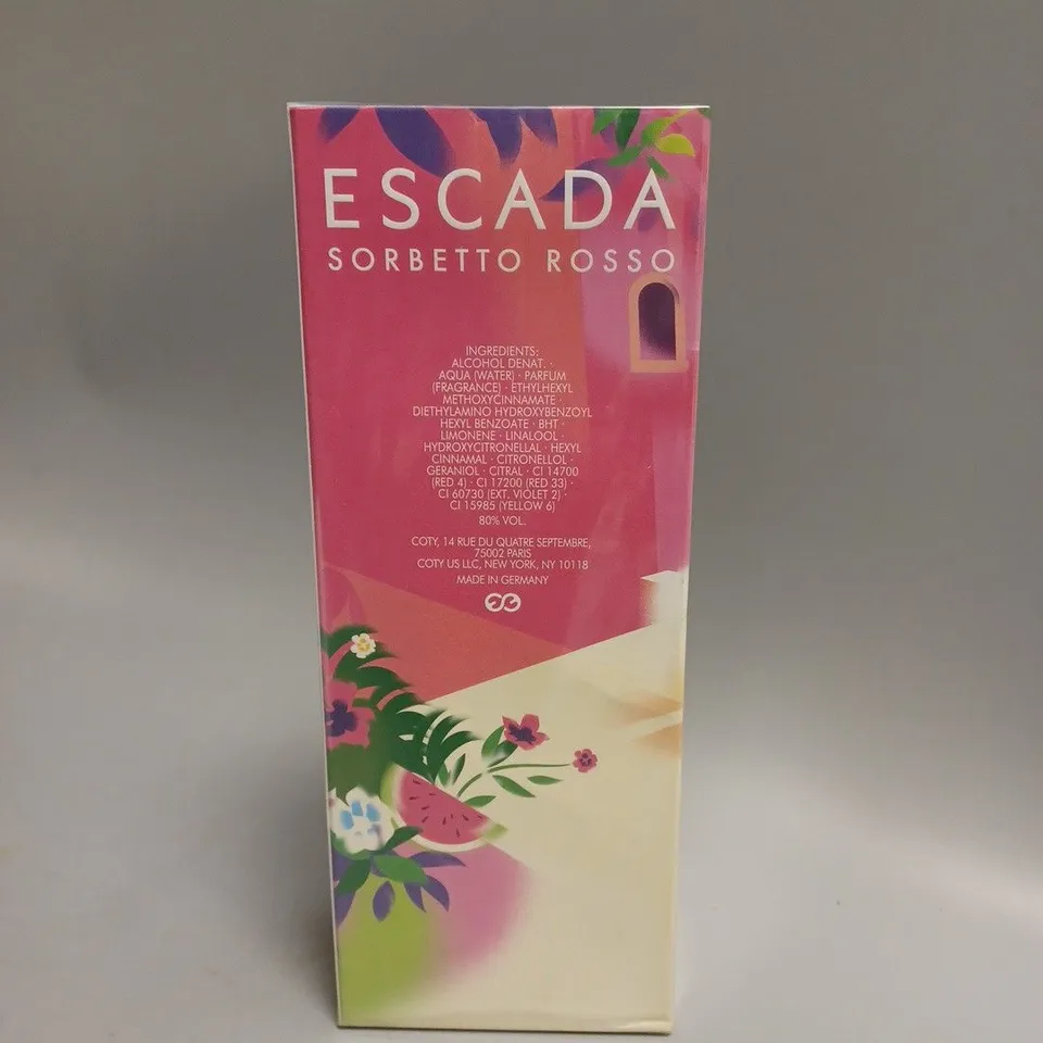BOXED AND SEALED ESCADA SORBETTO ROSSO LIMITED EDITION EAU DE TOILETTE 100ML 