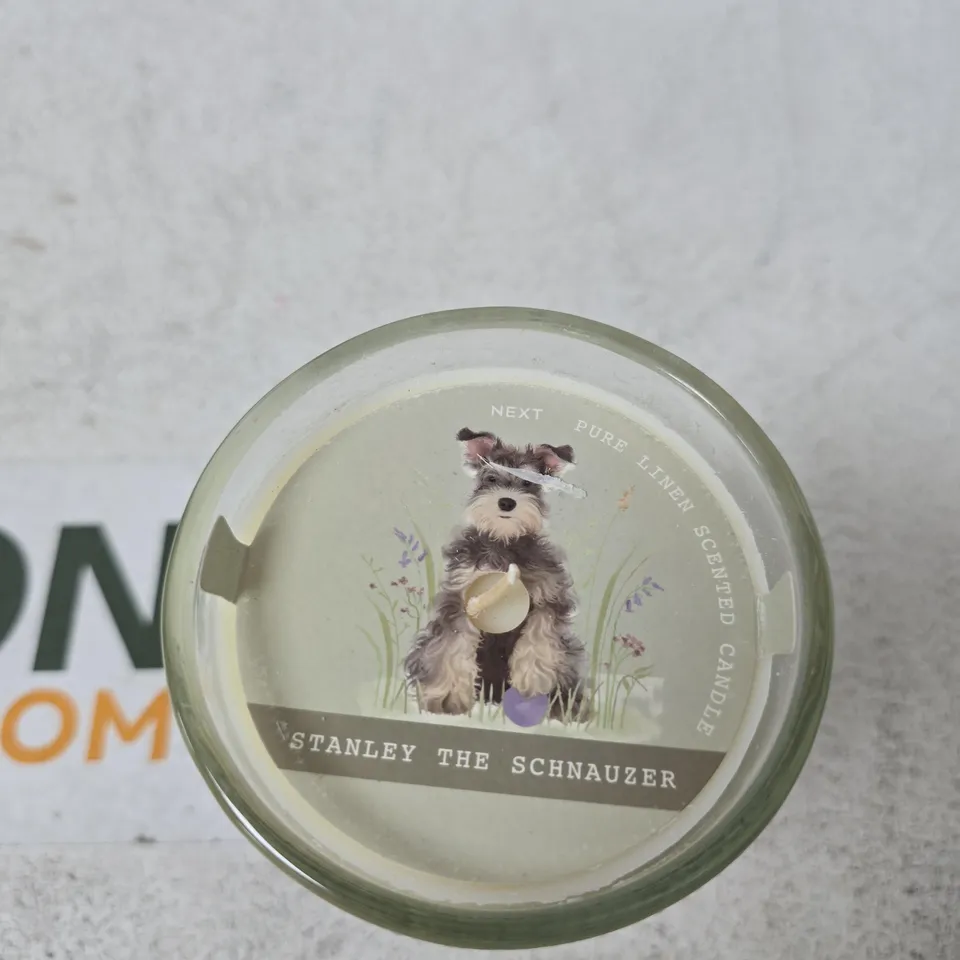 NEXT PURE LINEN SCENTED CANDLE – STANLEY THE SCHNAUZER DESIGN