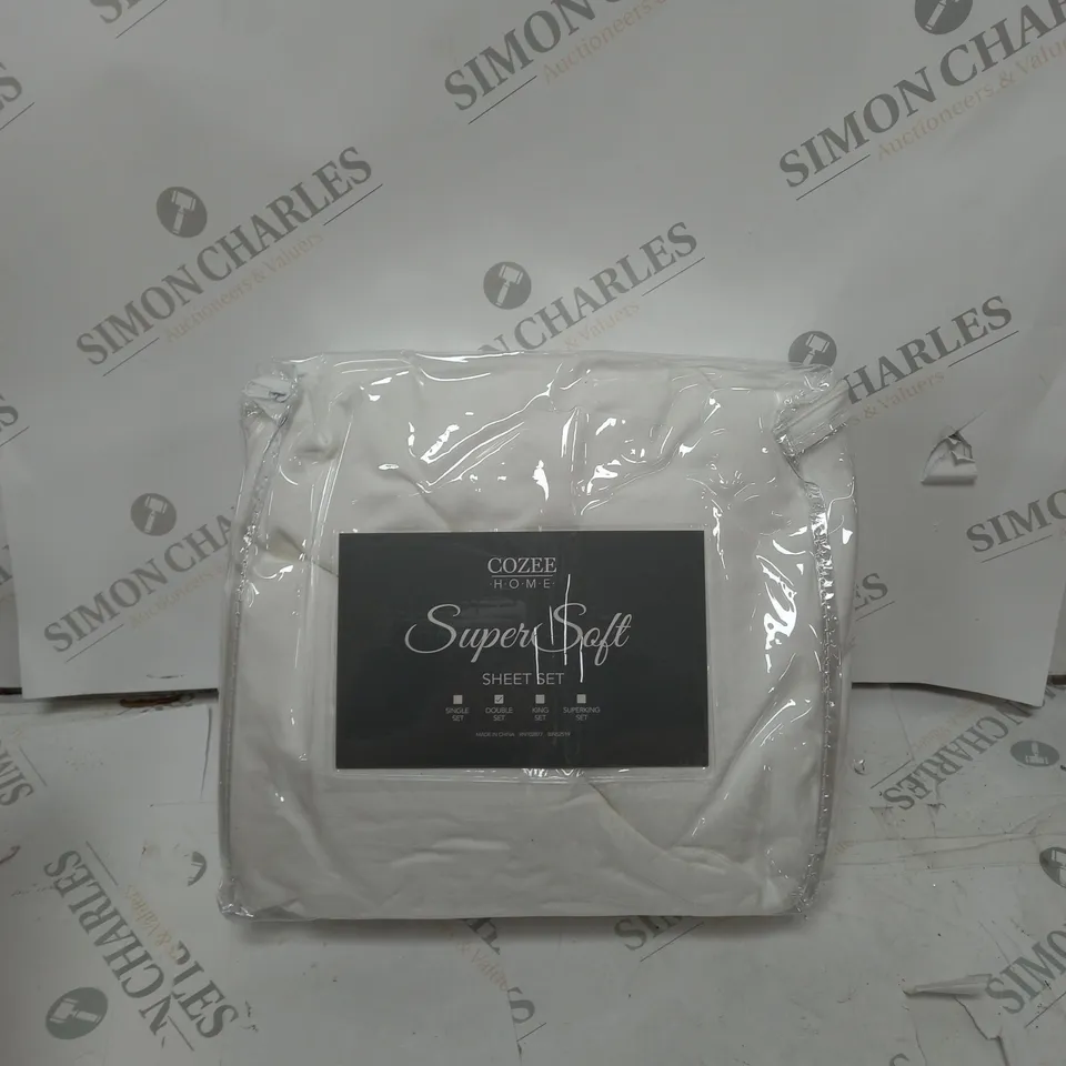 COZEE HOME SUPERSOFT DOUBLE SHEET SET IN WHITE 
