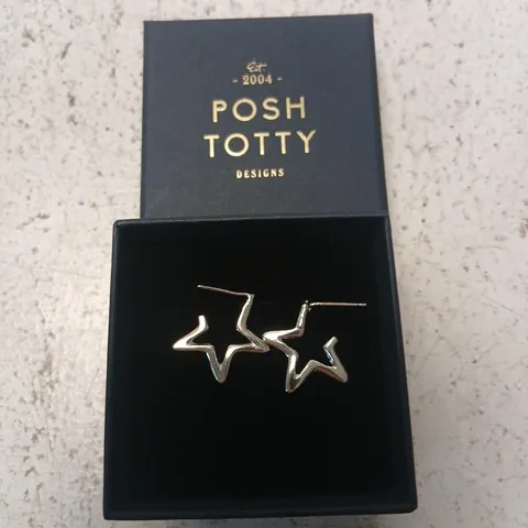 POSH TOTTY DESIGNS OPEN STAR HOOP EARRINGS STERLING SILVER