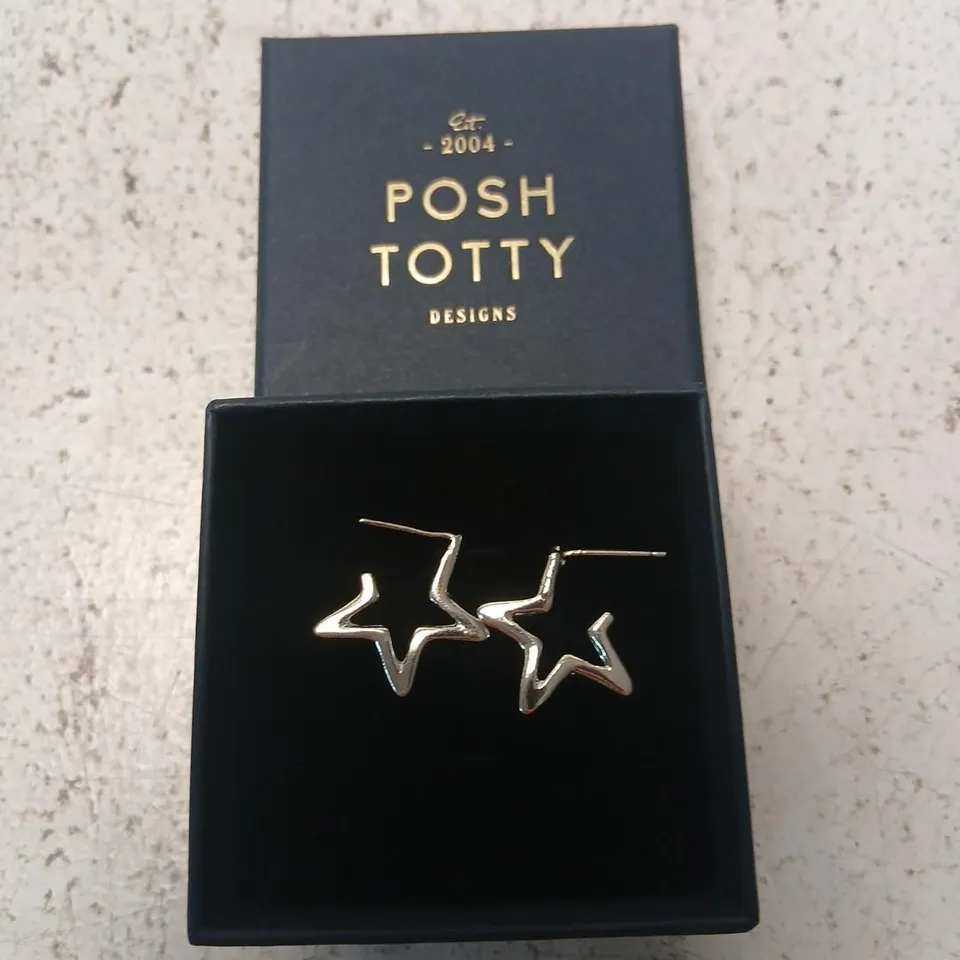 POSH TOTTY DESIGNS OPEN STAR HOOP EARRINGS STERLING SILVER