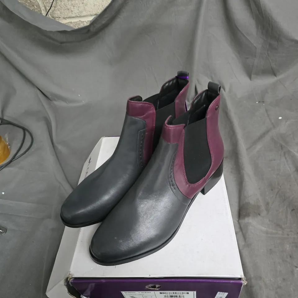 LOTUS MURPHY ULB343 GREY/BORDO LEATHER CHELSEA BOOTS, UK 8