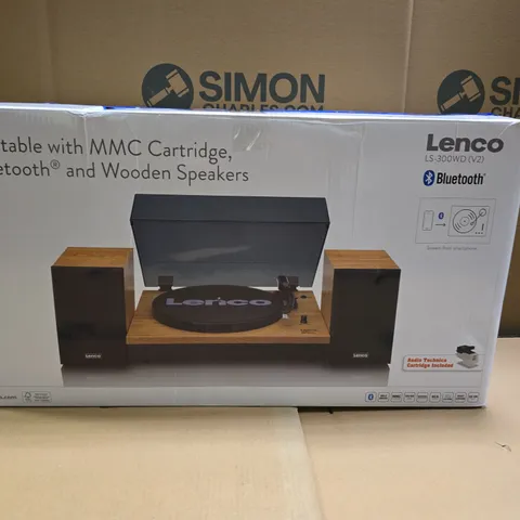 BOXED LENCO TURNTABLE WITH BLUETOOTH AND SPEAKERS - LS-300WD V2