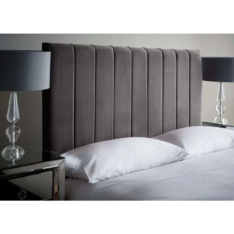 BOXED THERESA UPHOLSTERED HEADBOARD - SILVER // SIZE: 135cm (1 BOX)