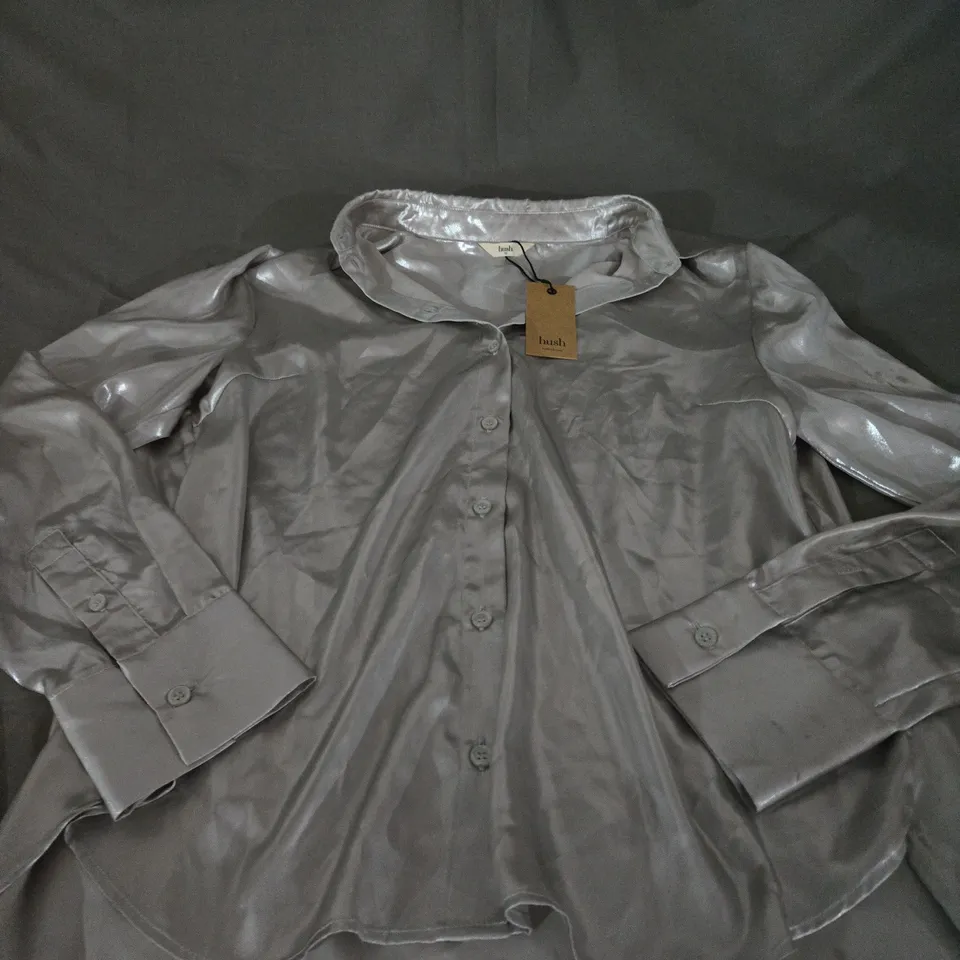 HUSH NATASHA METALLIC SHIRT - SIZE 10