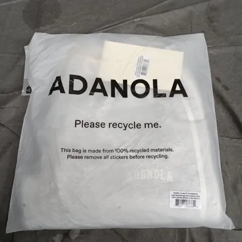 BAGGED ADANOLA VARSITY LOOSE FIT SWEATPANTS – LIGHT GREY MELANGE / MARSHMALLOW WHITE – SIZE REG-S