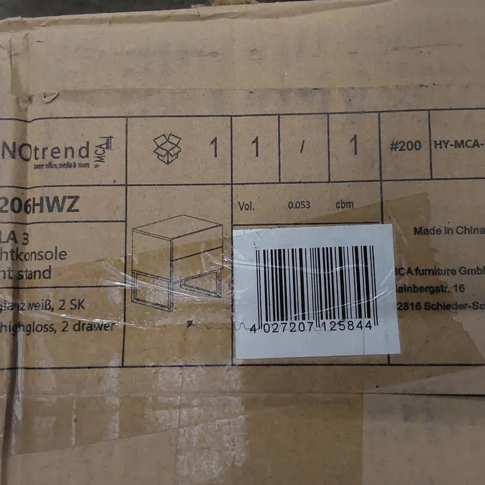 BOXED NOLA3 NIGHTSTAND - WHITE HIGH GLOSS (1 BOX)