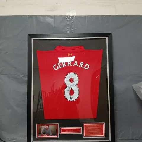 FRAMED STEVEN GERRARD SIGNED LIVERPOOL SHIRT: HOME, 2012-13  COMPACT - CERTIFIED AUTHENTICITY - COLLECTION ONLY 