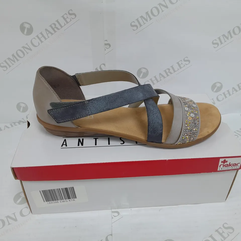 RIEKER COLOUR BLUE HEELED SANDLES SIZE 41
