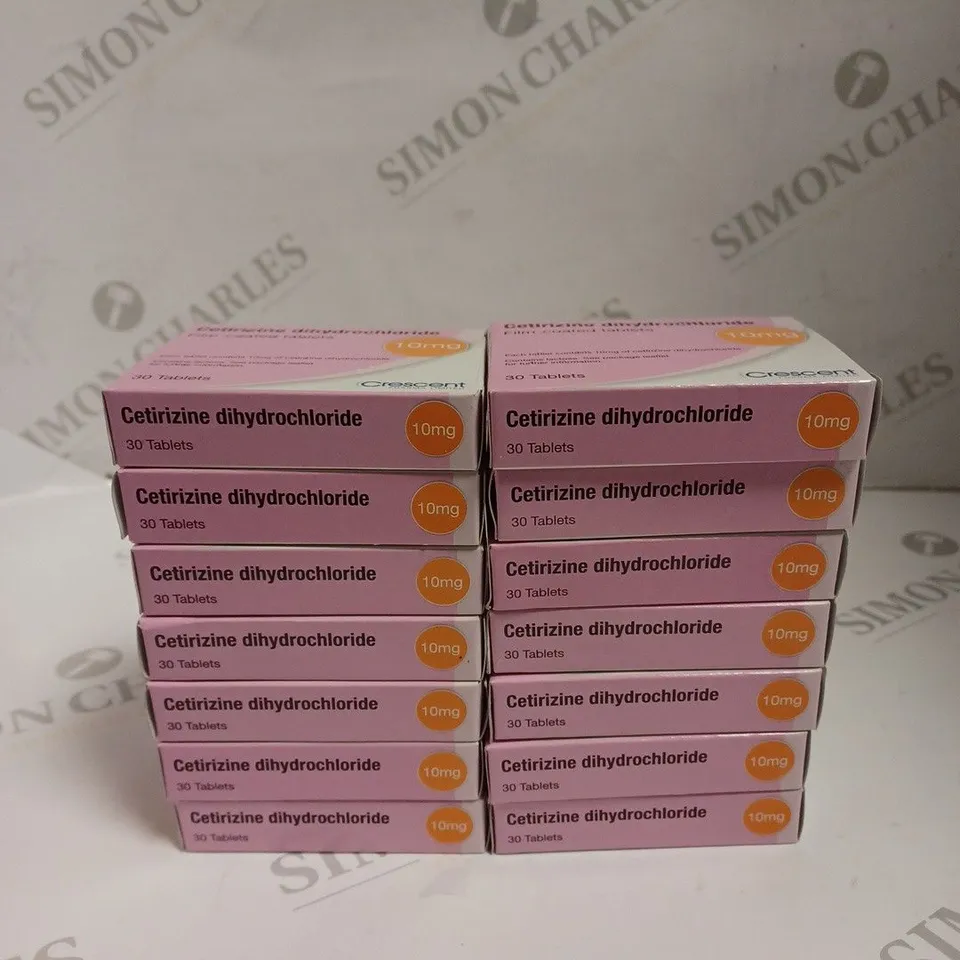 APPROXIMATELY 14 PACKS OF CRESCENT CETIRIZINE DIHYDROCHLORIDE TABLETS (30 TABLETS PER PACK)