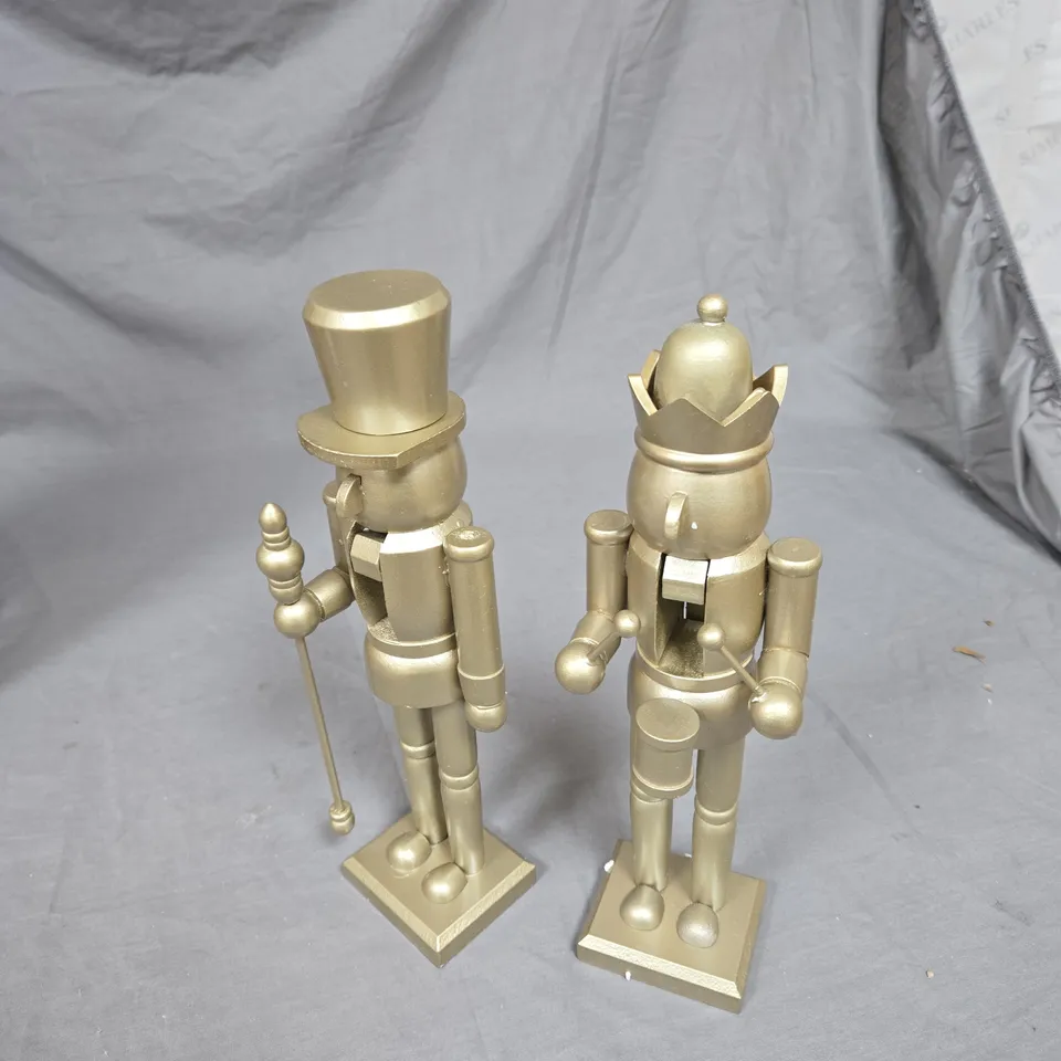 GOLD-TONE NUTCRACKER SOLDIER FIGURINES (SET OF 2) – DECORATIVE HOME DECOR