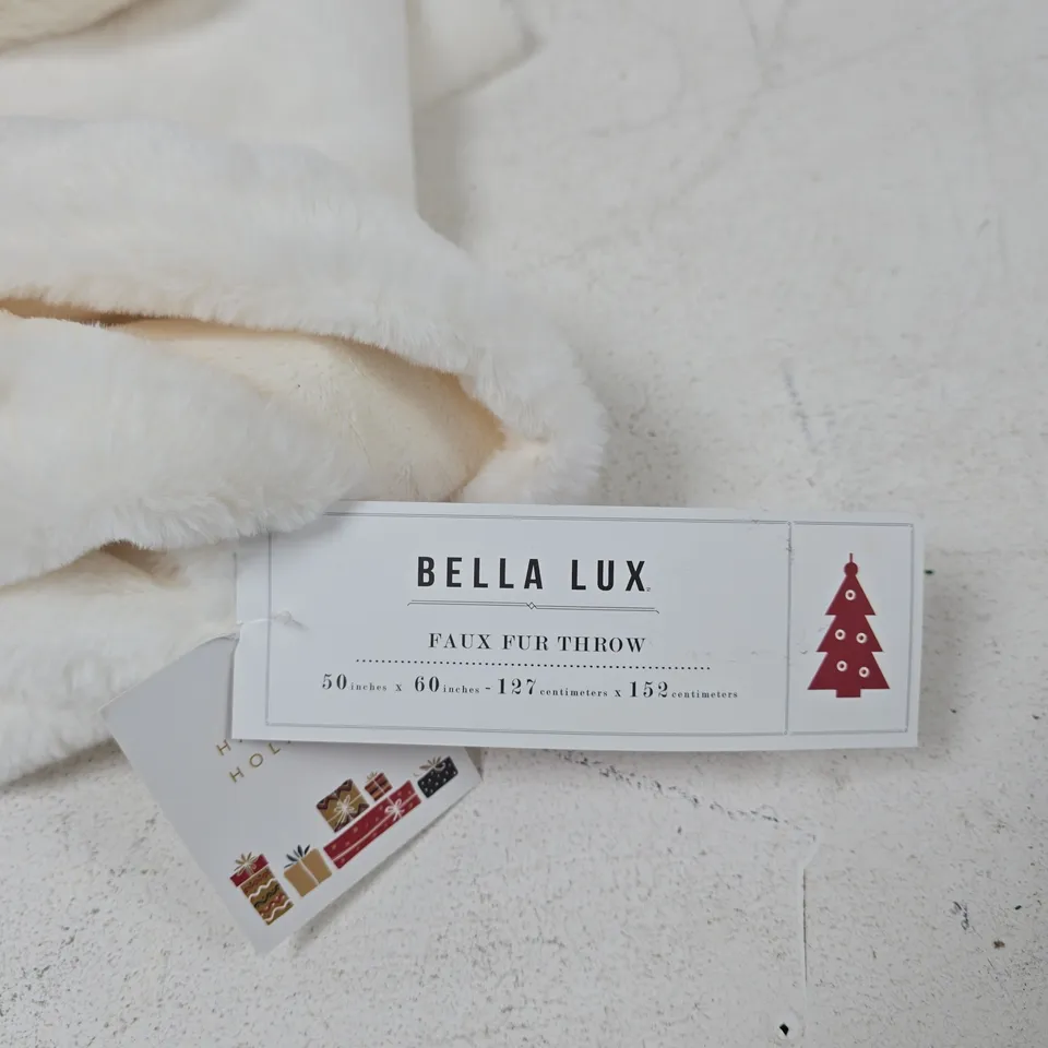 BELLA LUX FAUX FUR THROW – WHITE, 50 X 60 IN (127 X 152 CM)