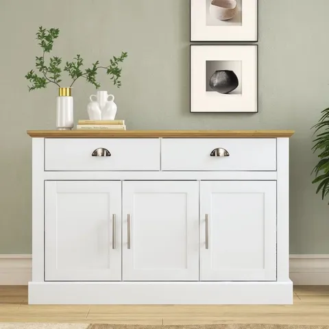 BOXED SUFY OCTAVE WIDE 3 DOOR 2 DRAWER SIDEBOARD - WHITE (1 BOX)