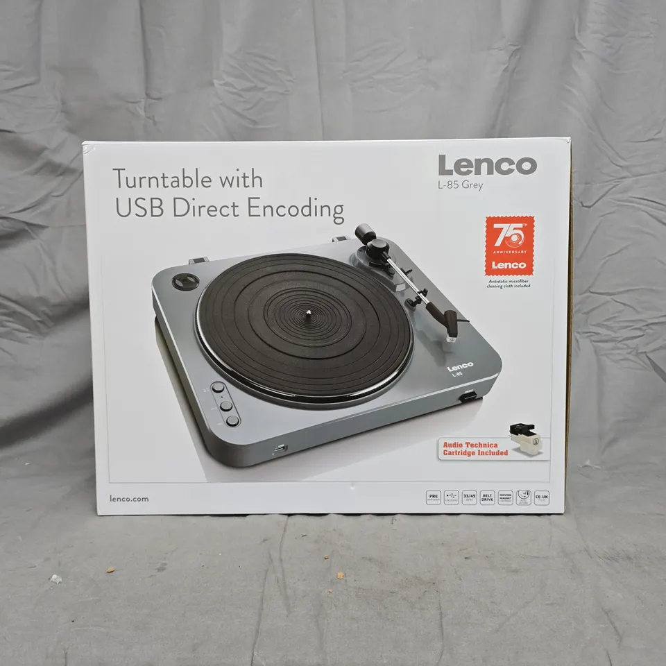 LENCO TURNTABLE L-85 GREY – USB DIRECT ENCODING, BOXED