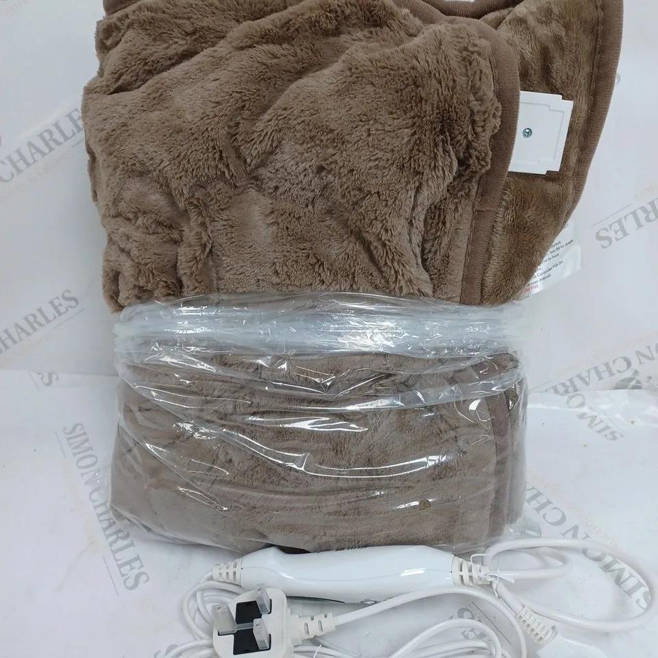 COZEE HOME HEATED BLANKET IN DARK TAUPE