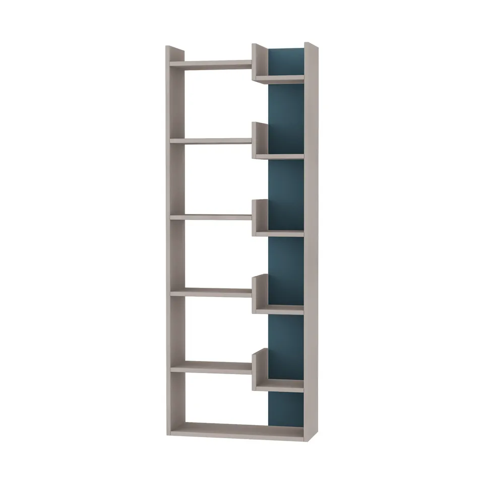 BOXED OPPA BOOKCASE IN LIGHT MOCKA - TURQUOISE 