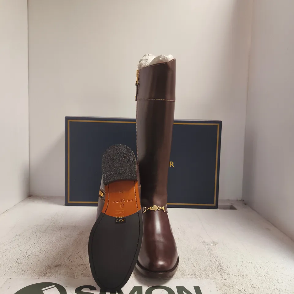 FAIRFAX & FAVOR WOMEN'S OCTAVIA MAHOGANY LEATHER KNEE-HIGH BOOTS UK 6