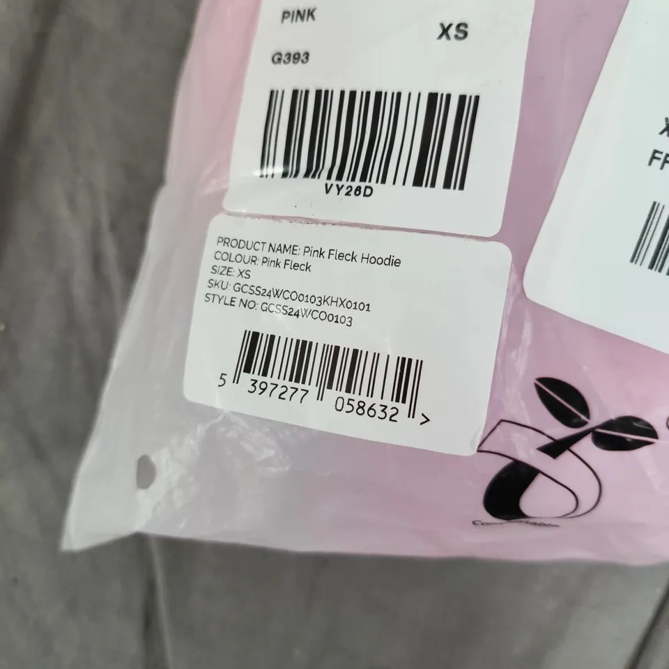 BAGGED GYM+COFFEE PINK FLECK HOODIE – XS