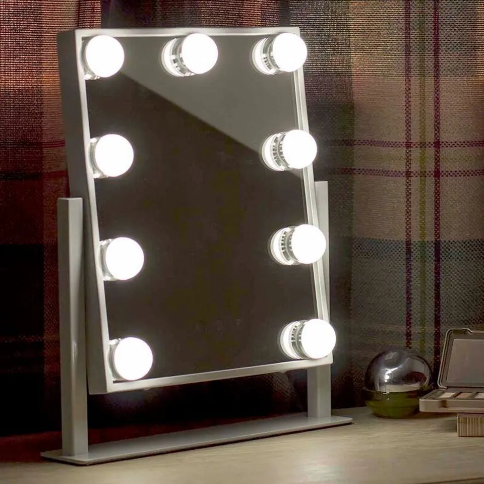 BOXED METRO LANE HOLLYWOOD PORTRAIT MIRROR - 9 LED BULBS - WHITE