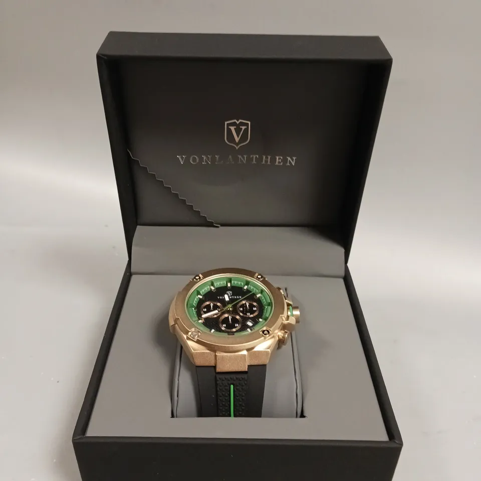 MENS VONLANTHEN CHRONOGRAPH WATCH – V200 – TEXTURED DIAL – 3ATM WATER RESISTANT – RUBBER STRAP