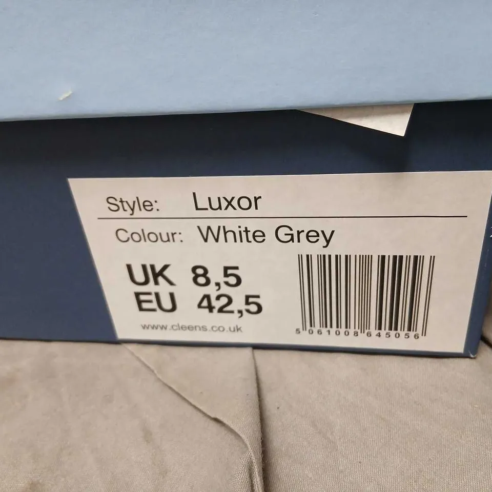 CLEENS LUXOR TRAINERS – WHITE & GREY, UK 8.5