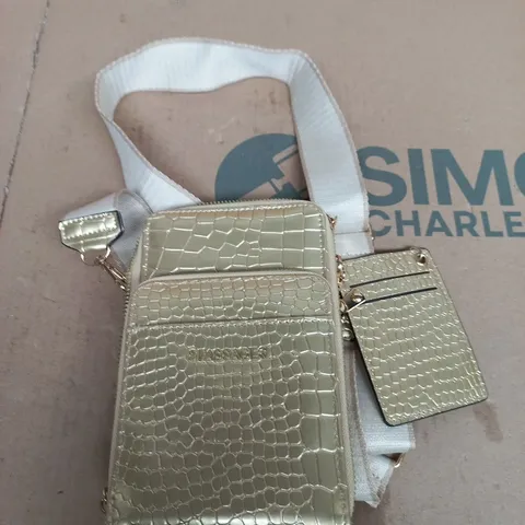 PASSAGE METALLIC CROCODILE-PATTERN MINI CROSSBODY BAG WITH CARDHOLDER
