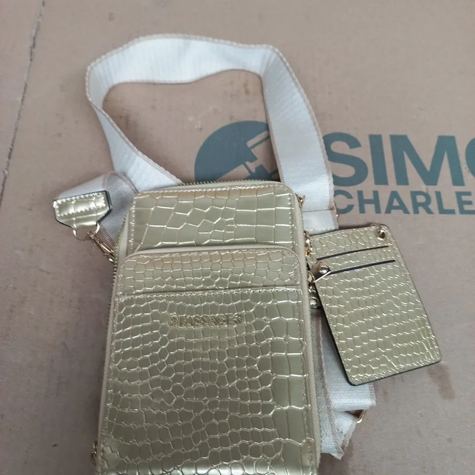PASSAGE METALLIC CROCODILE-PATTERN MINI CROSSBODY BAG WITH CARDHOLDER
