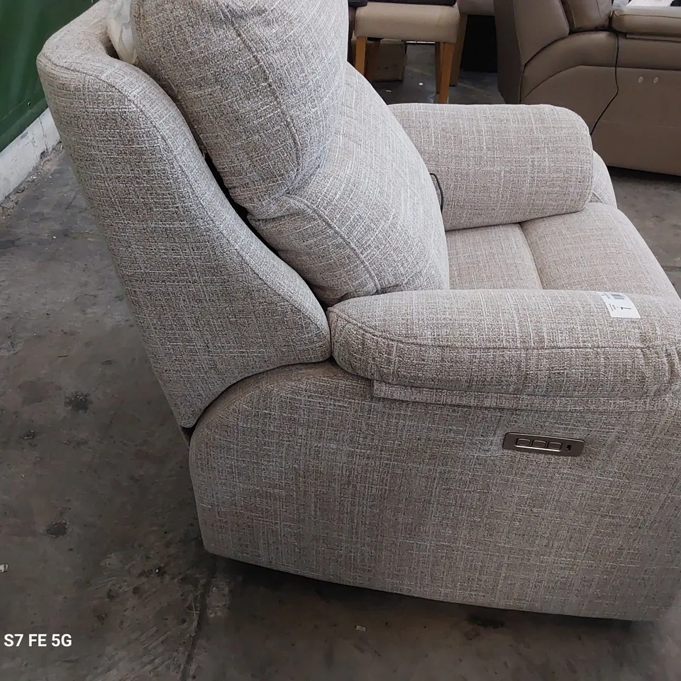 QUALITY BRITISH DESIGNER G PLAN KINGSBURY POWER RECLINING EASY CHAIR BEACH CARAMEL FABRIC 