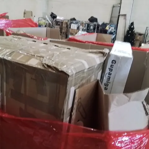 PALLET OF ASSORTED HOUSEHOLD GOODS AND PRODUCTS TO INCLUDE;MATTRESS,ROLLER BLINDS,OFFICE CHAIR 