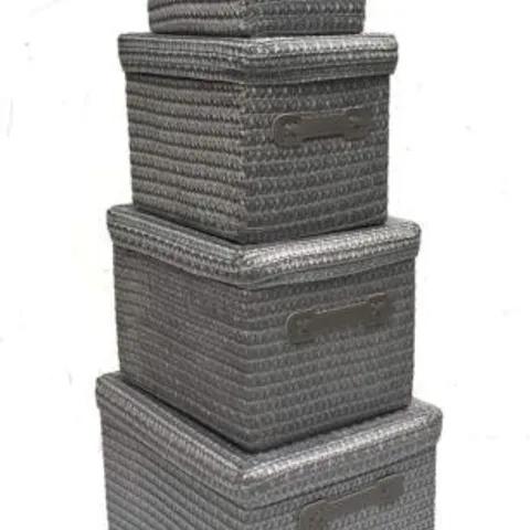 BOXED TOPFURNISHING STORAGE BASKET BOX WITH LID AND HANDLE, DARK GREY 2H X 33W X 24CMD