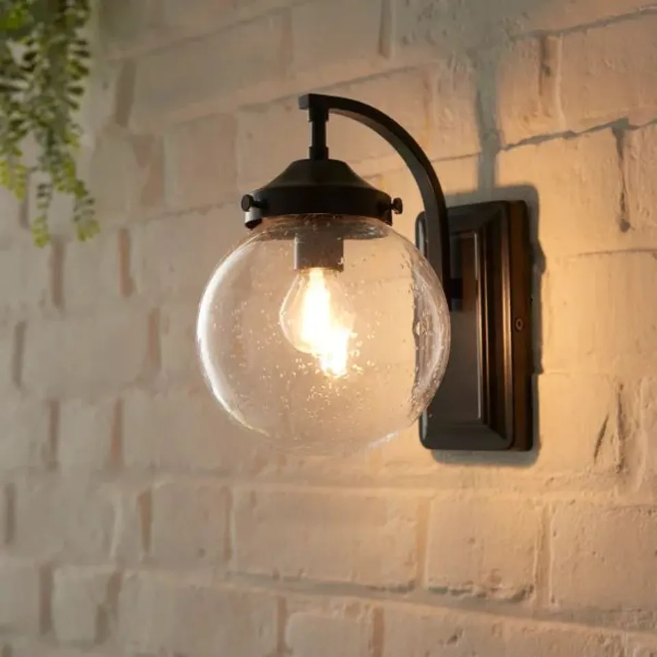 BOXED TWAIN GLOBE GLASS COMPACT OUTDOOR WALL LIGHT