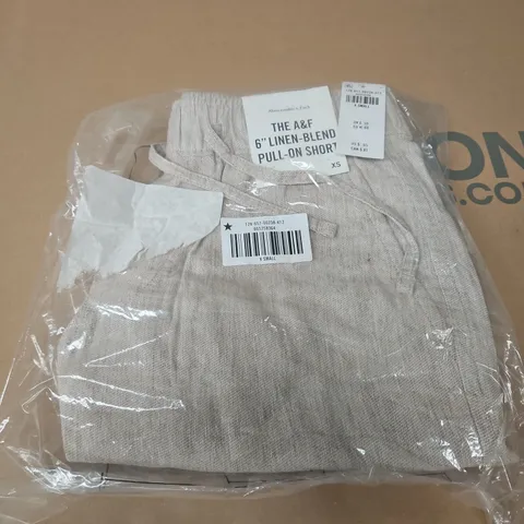 BAGGED ABERCROMBIE & FITCH 6" LINEN BLEND PULL-ON SHORTS - XS