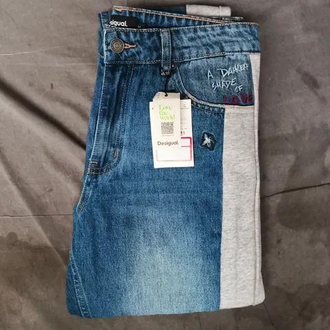 DESIGUAL PANTS IN DENIM BLUE/GREY SIZE UK 12 (MEDIUM)
