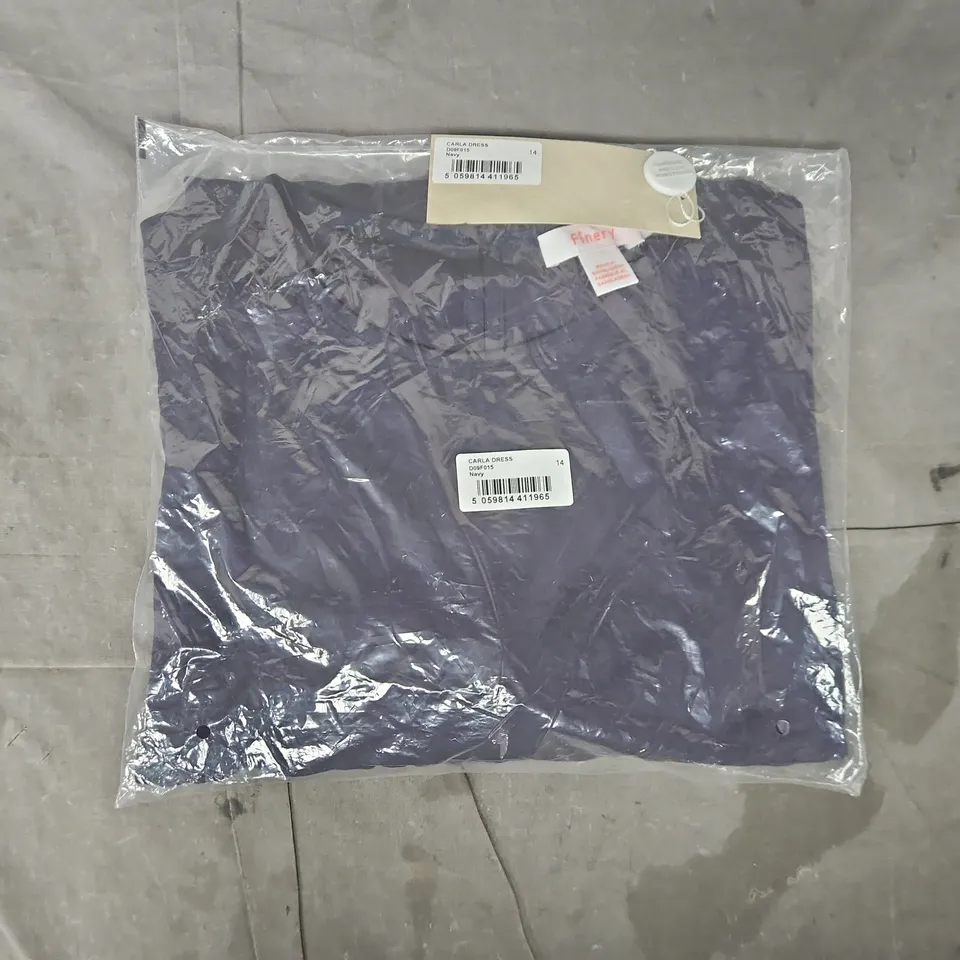 BAGGED FINERY CARLA DRESS IN NAVY SIZE 14