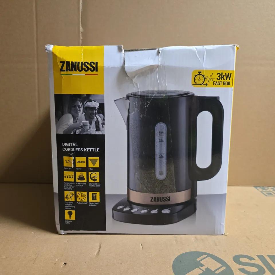 BOXED ZANUSSI DIGITAL CORDLESS KETTLE