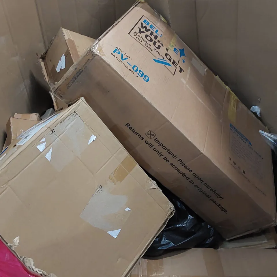 PALLET OF ASSORTED CONSUMER GOODS AND FURNITURE PRODUCTS TO INCLUDE; CITYSPORTS S1 DUMBBELL BENCH, PREMIUM AIR BEDS, LED CEILING FAN LIGHT, TOILET SEATS ECT.