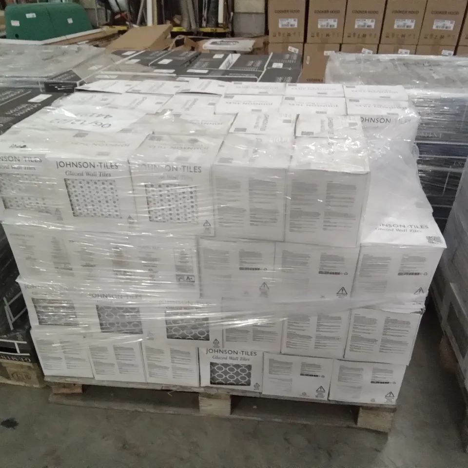 PALLET OF APPROXIMATELY 94 BOXES OF 25 BRAND NEW ASTUCE MAT BLEU BALT 3 DOT 20X20CM TILES & 25 BRAND NEW ASTUCE MAT GRIS GALET 3 MON 20×20CM TILES